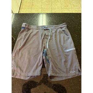 Huk Fishing Men's Gray Shorts Athletic Performance 2XL Swim Stretchy Waist
